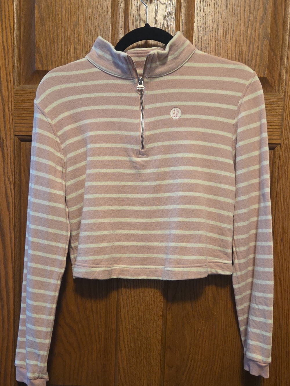 lululemon athletica Pink Striped Half-Zip Long Sleeve Top Xs